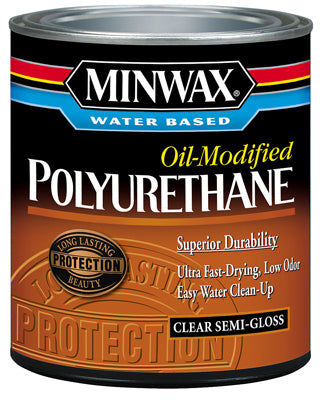 MINWAX, Minwax Transparent Semi-Gloss Clear Deep Base Latex Oil-Modified Polyurethane 1 qt.