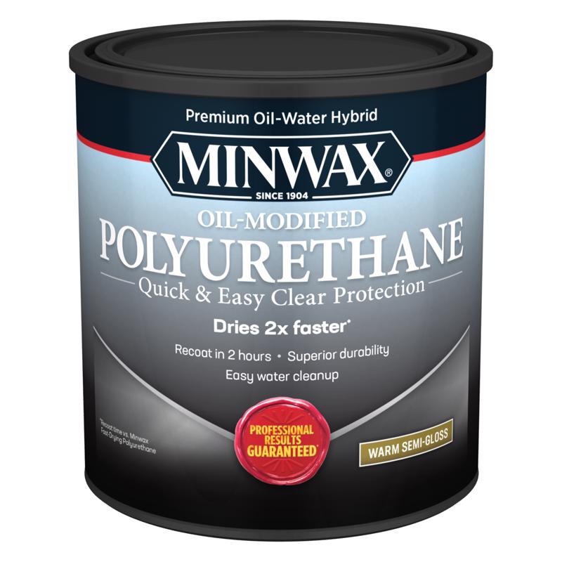 MINWAX, Minwax Transparent Semi-Gloss Clear Deep Base Latex Oil-Modified Polyurethane 1 qt.