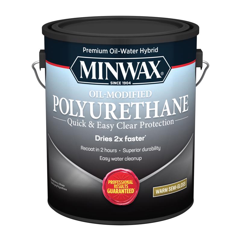 MINWAX, Minwax Transparent Semi-Gloss Clear Water-Based Latex Oil-Modified Polyurethane 1 gal. (Pack of 2)