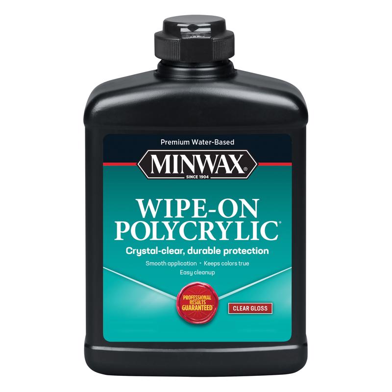 MINWAX, Minwax Wipe-On Poly Gloss Clear Water-Based Latex Polyurethane Stain 1 pt. (Pack of 4)