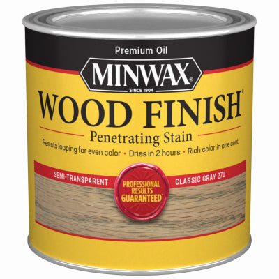 MINWAX, Minwax Wood Finish Semi-Transparent Classic Gray Oil-Based Oil Wood Stain 0.5 pt. (Pack of 4)