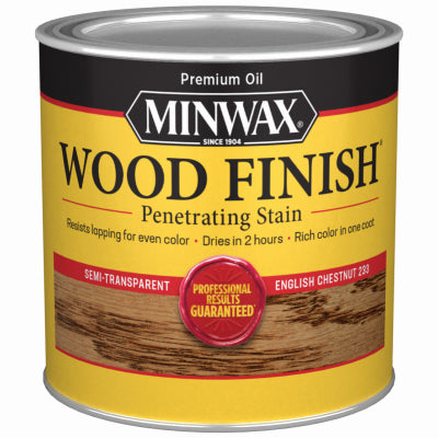 MINWAX, Minwax Wood Finish Semi-Transparent English Chestnut Oil-Based Oil Wood Stain 0.5 pt. (Pack of 4)