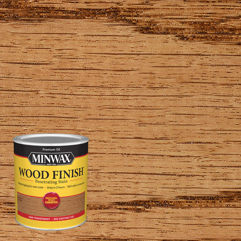 MINWAX, Minwax Wood Finish Semi-Transparent Red Chestnut Oil-Based Oil Wood Stain 1 qt. (Pack of 4)