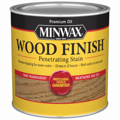 MINWAX, Minwax Wood Finish Semi-Transparent Weathered Oak Oil-Based Oil Wood Stain 0.5 Pt.