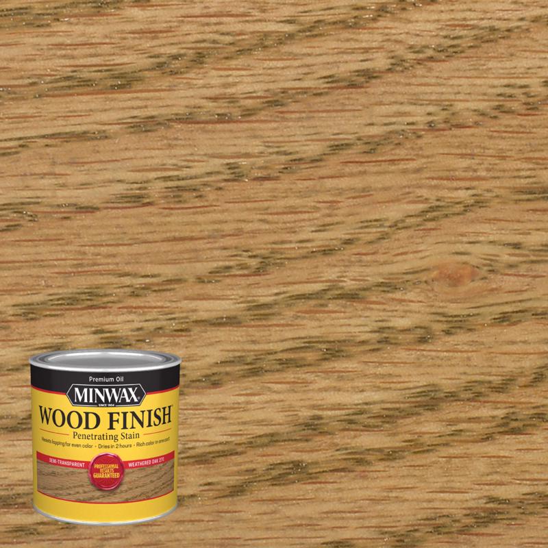 MINWAX, Minwax Wood Finish Semi-Transparent Weathered Oak Oil-Based Oil Wood Stain 0.5 Pt.