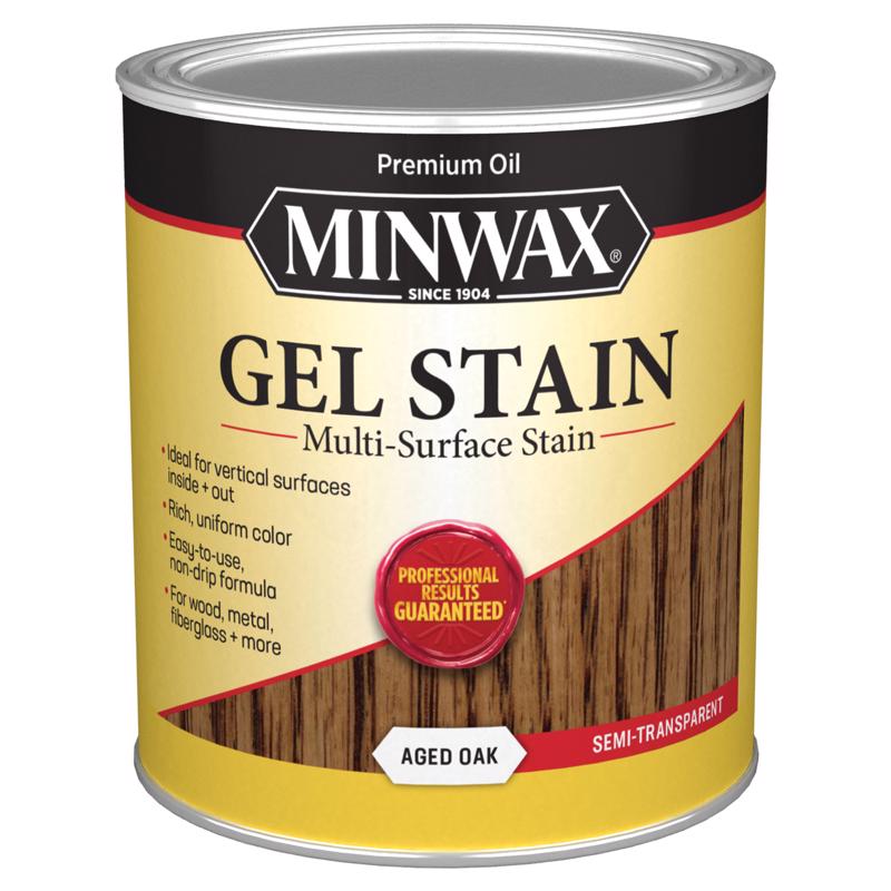 MINWAX, Minwax Wood Finish Transparent Low Luster Aged Oak Oil-Based Gel Stain 1 Qt.