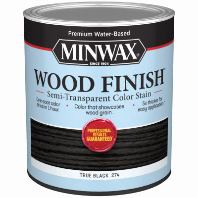 MINWAX, Minwax Wood Finish Water-Based Semi-Transparent True Black Water-Based Wood Stain 1 qt (Pack of 4)