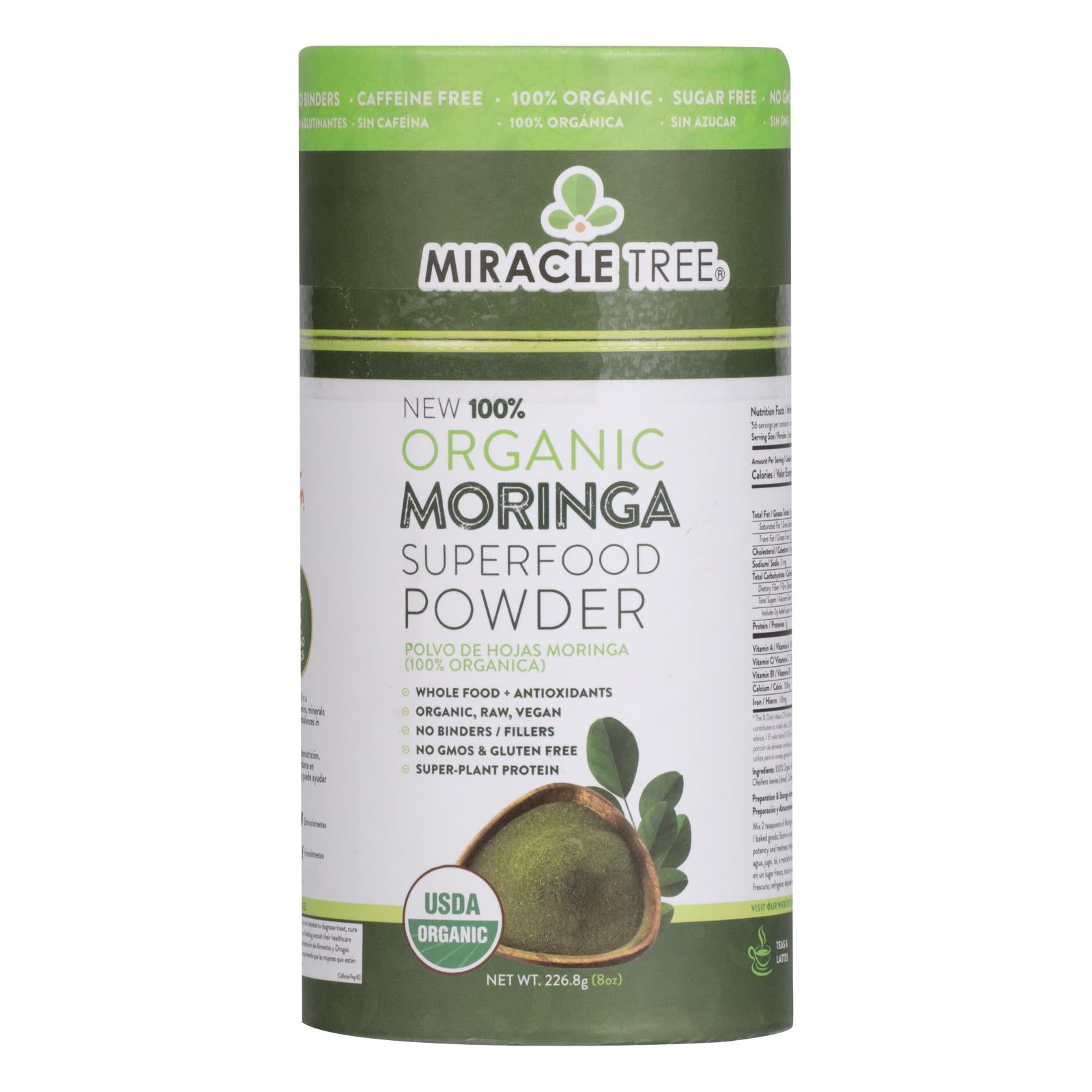 Miracle Tree, Miracle Tree - Moringa Powder Organic - Case of 6 - 8 OZ (Pack of 6)