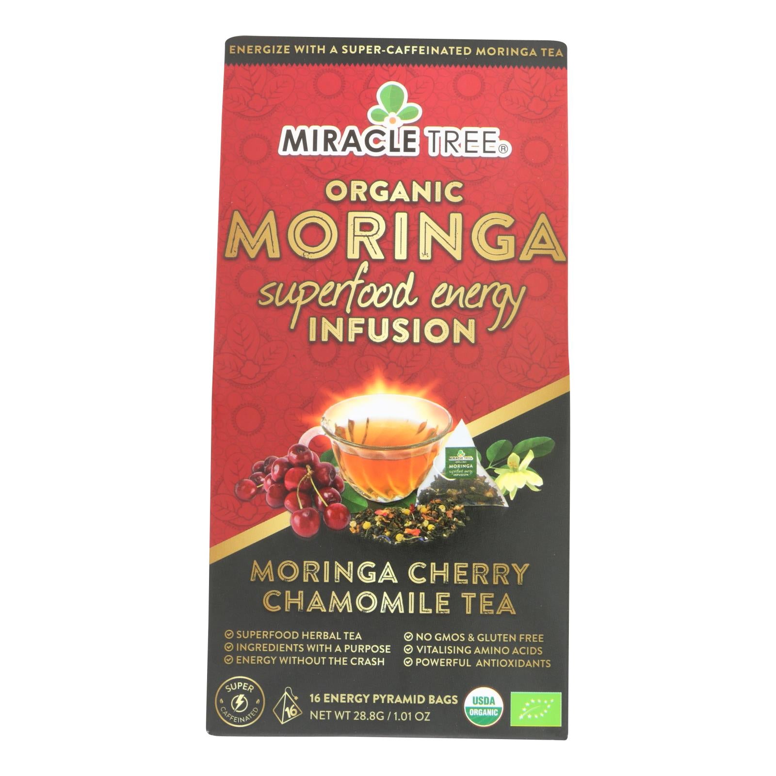 Miracle Tree, Miracle Tree - Tea.og2 Moringa Cherry Cham - Case of 5 - 16 CT (Pack of 5)