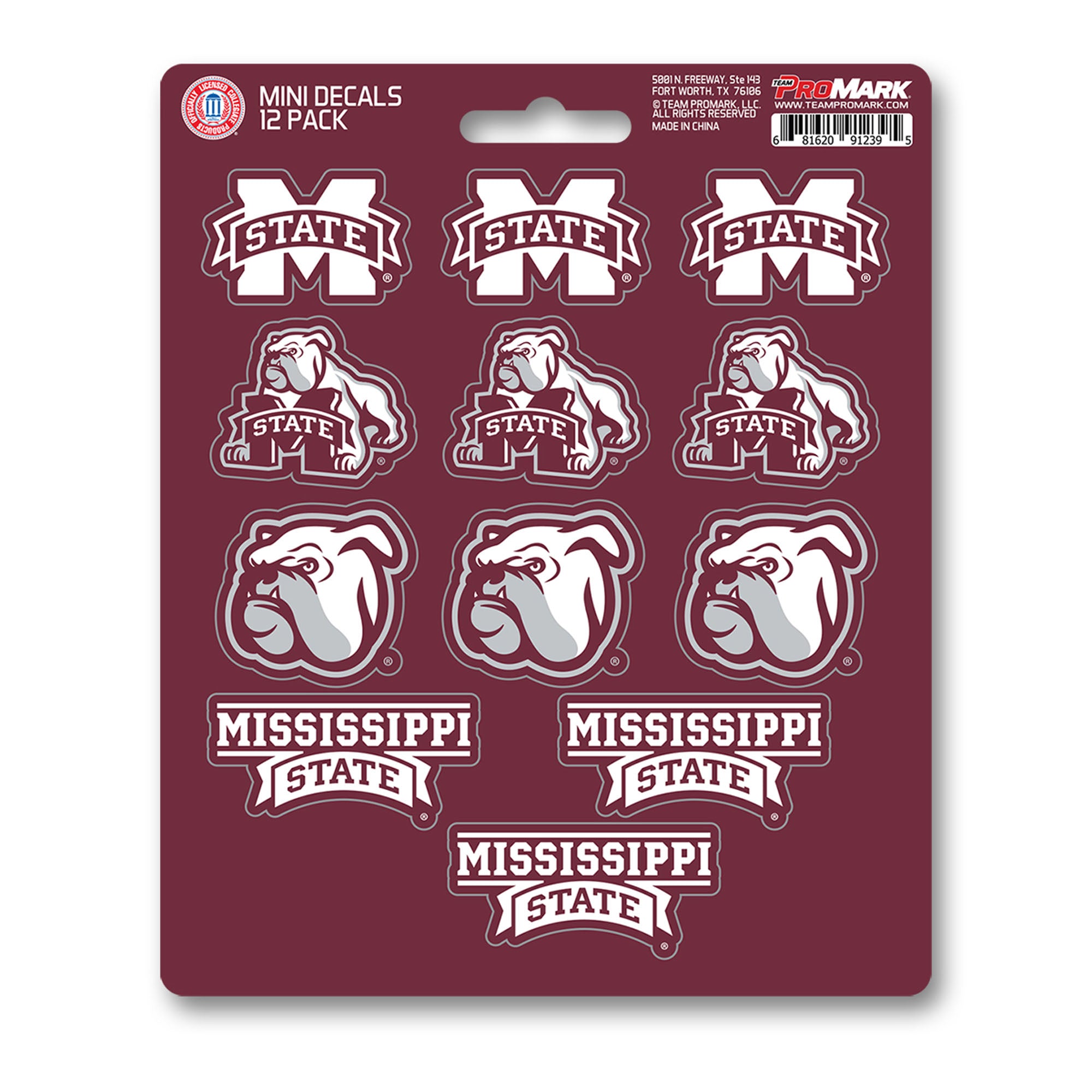 FANMATS, Mississippi State University 12 Count Mini Decal Sticker Pack