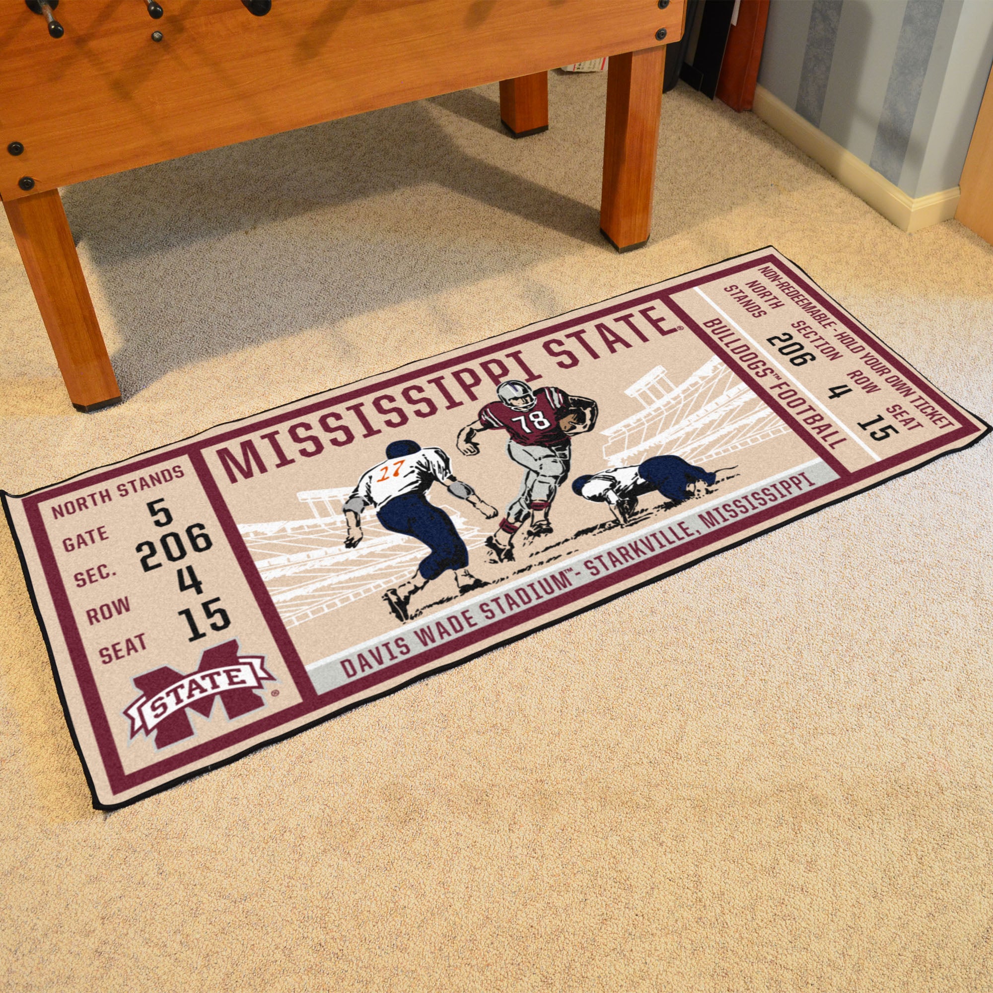 FANMATS, Mississippi State University Ticket Runner Rug - 30in. x 72in.