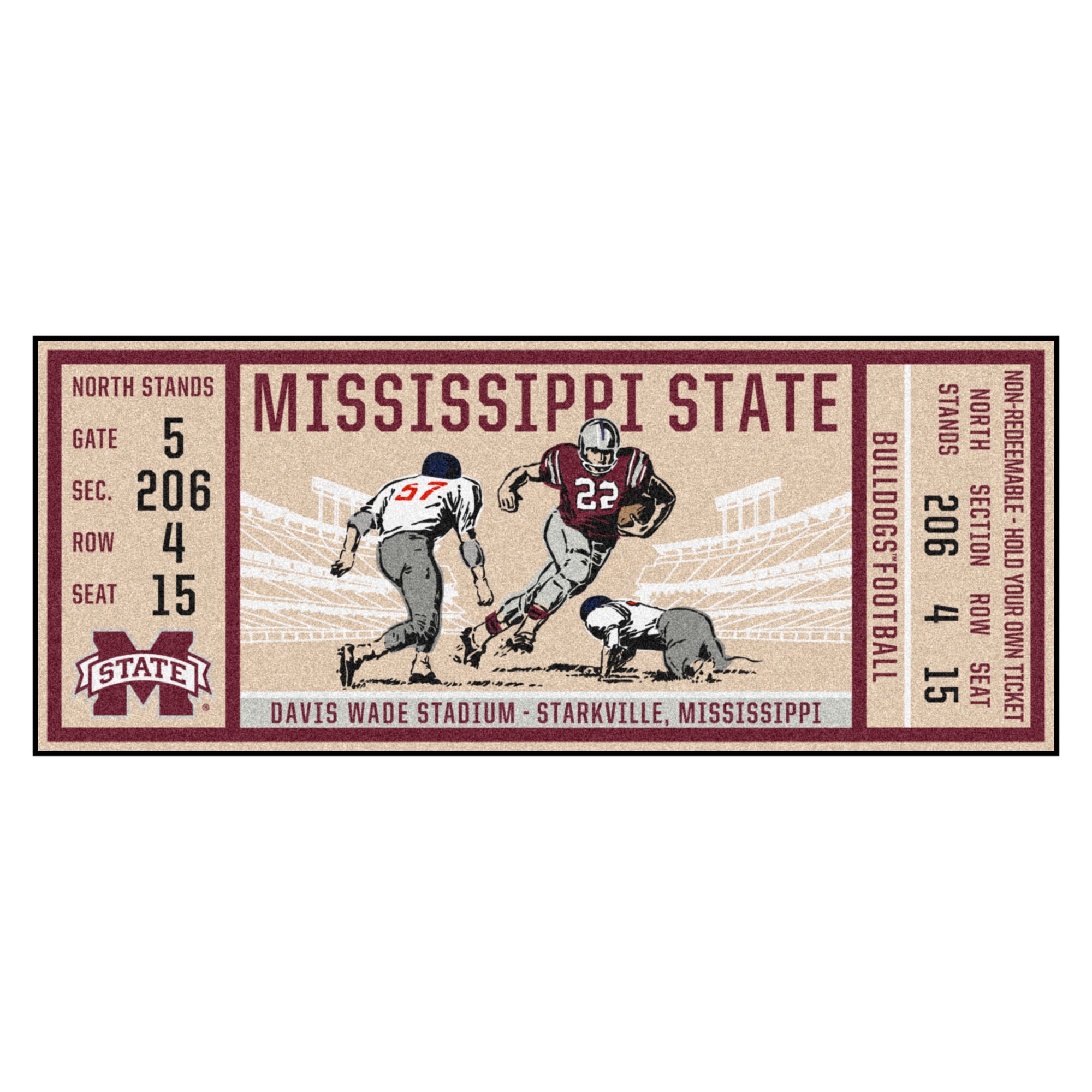 FANMATS, Mississippi State University Ticket Runner Rug - 30in. x 72in.