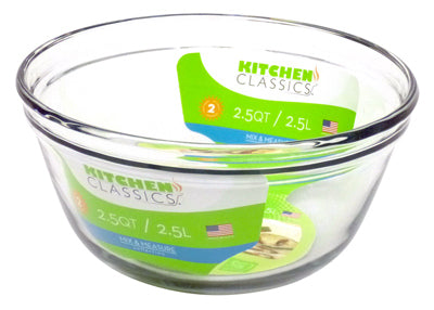 Kitchen Classics, Mixing Bowl, Tempered Glass, 2.5-Qt. (Pack of 6)