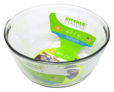 Kitchen Classics, Mixing Bowl, Tempered Glass, 4-Qt. (Pack of 2)