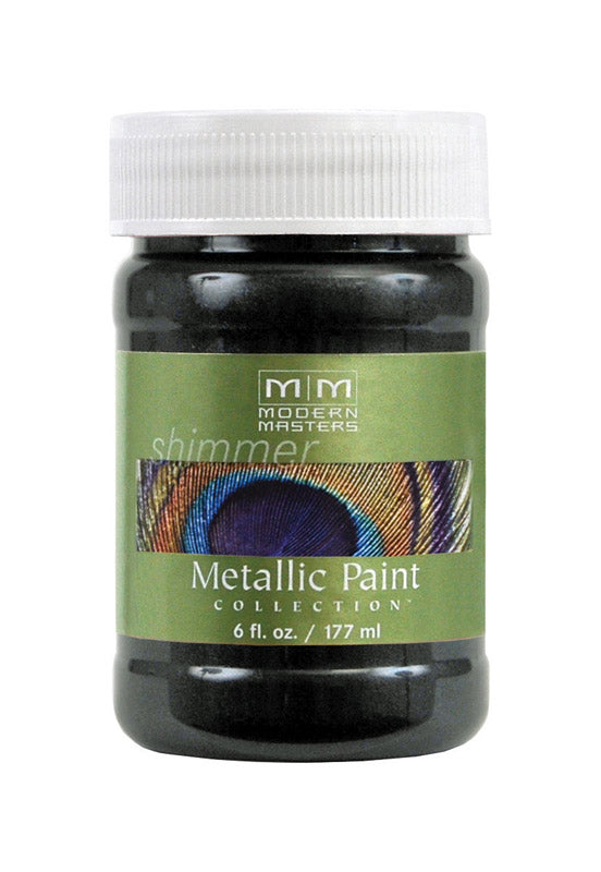 Rust-Oleum Corp, Modern Masters Shimmer Satin Black Pearl Water-Based Metallic Paint 6 oz. for Indoor/Outdoor