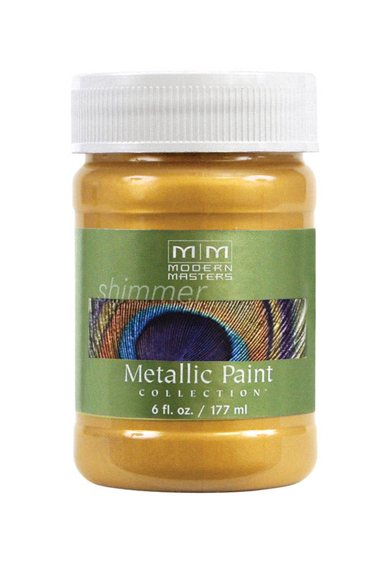 Rust-Oleum Corp, Modern Masters Shimmer Satin Gold Rush Water-Based Metallic Paint 6 oz