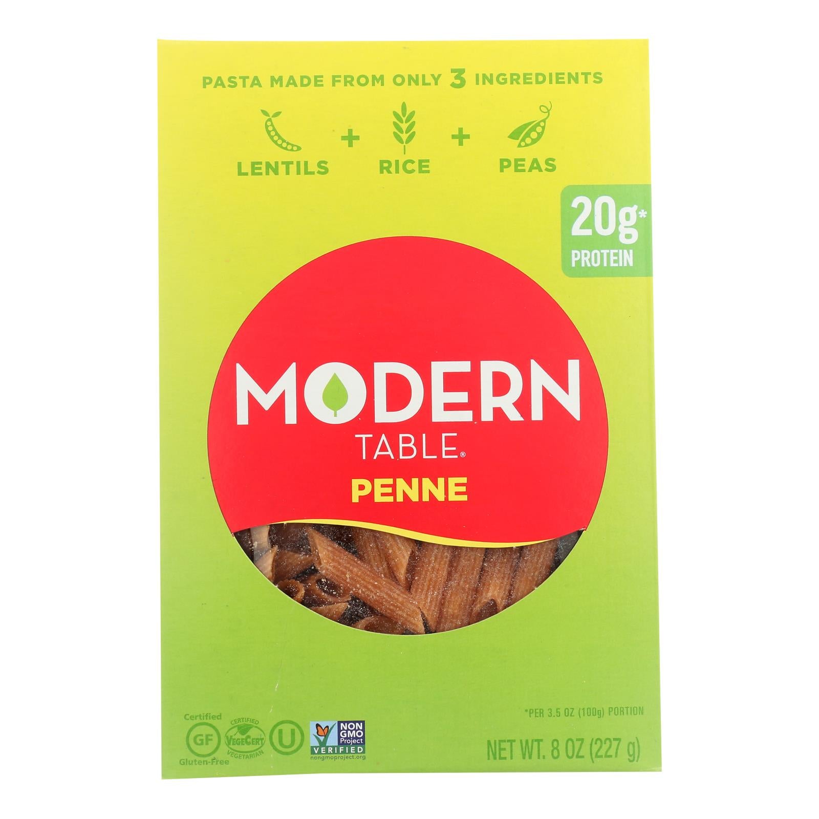 Modern Table, Modern Table's Lentil Penne Pasta  - Case of 6 - 8 OZ (Pack of 6)