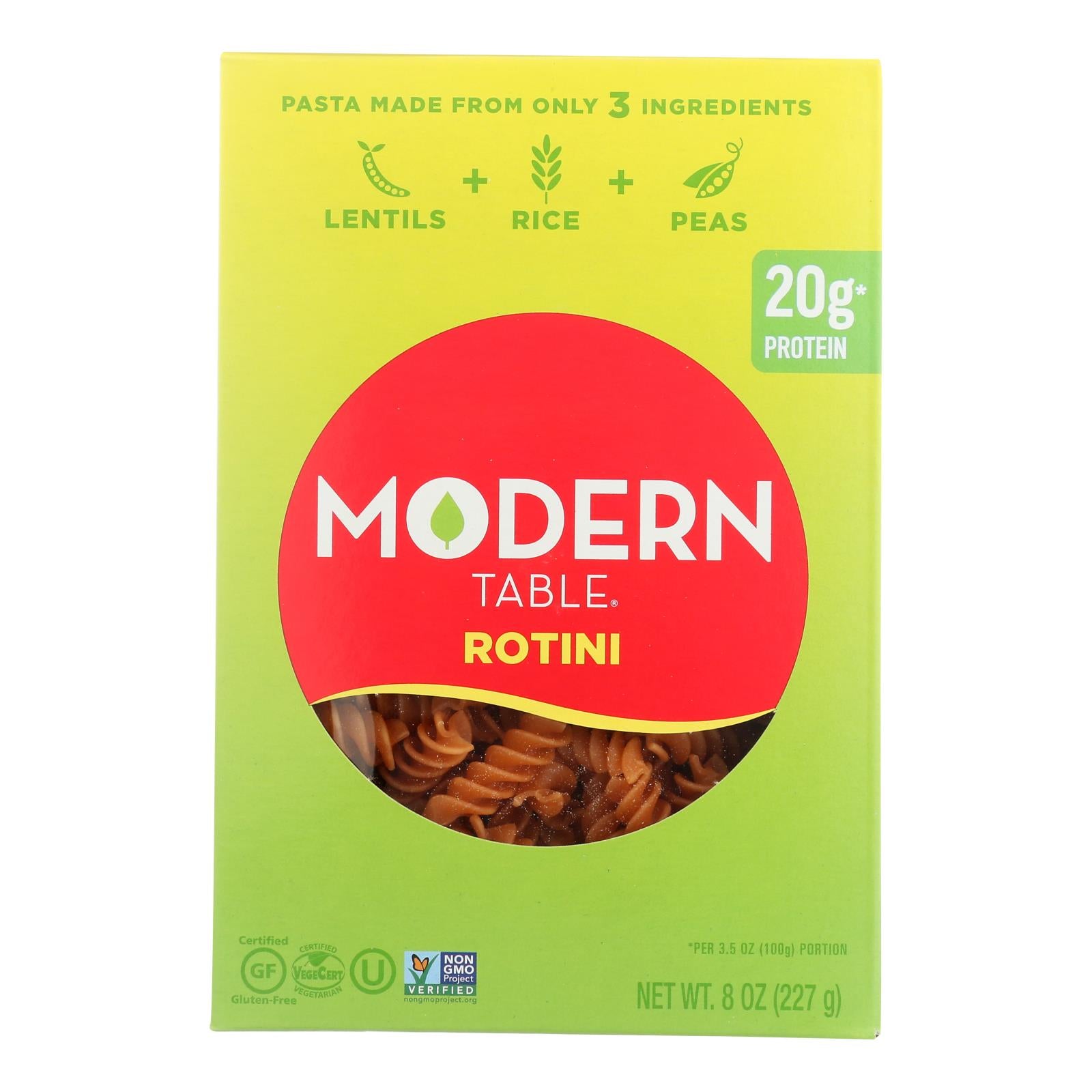 Modern Table, Modern Table's Lentil Rotini Pasta  - Case of 6 - 8 OZ (Pack of 6)
