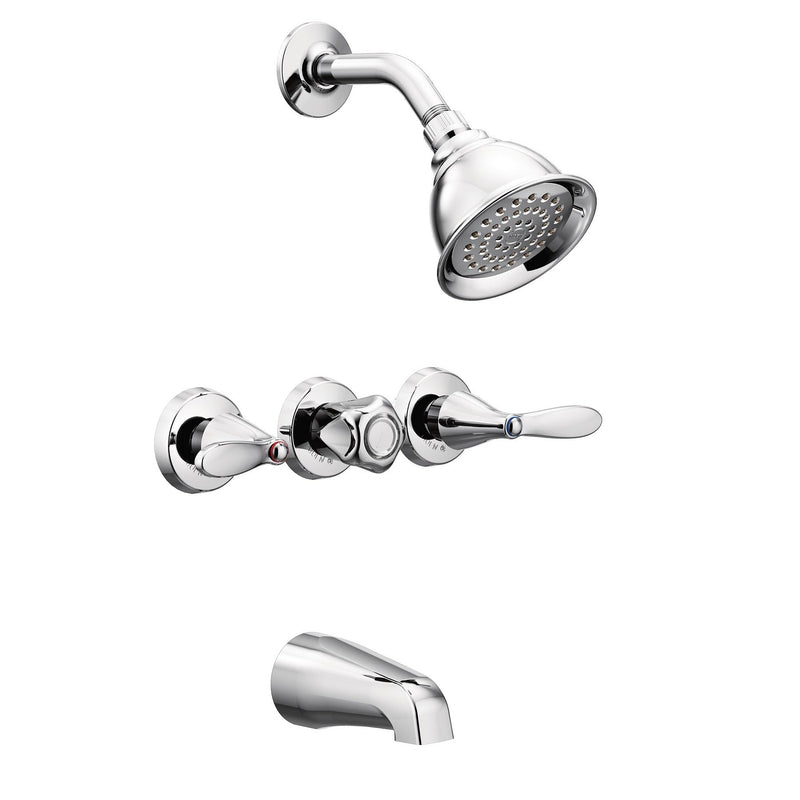 MOEN INCORPORATED, Moen Adler 3-Handle Chrome Tub and Shower Faucet