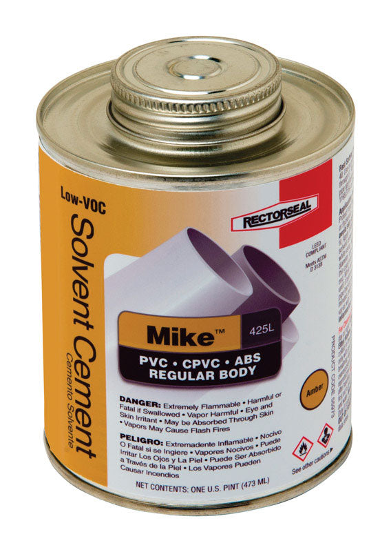 THE RECTORSEAL CORPORATION, RectorSeal Mike Amber Multi-Purpose Solvent Cement For CPVC/PVC 16 oz