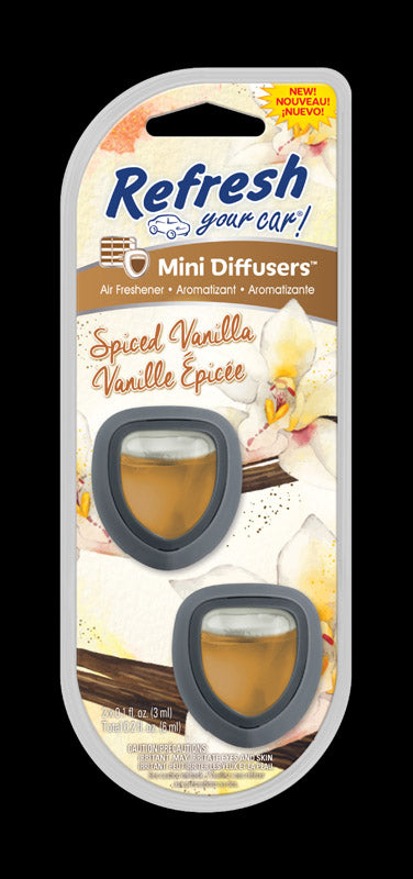 ENERGIZER LLC, Refresh Your Car! Mini Diffusers Spiced Vanilla Scent Mini Car Diffuser 0.2 oz 2 pk